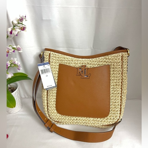 NWT Ralph Lauren Tan and Cream Shoulder Bag with Elegant Design - Picture 1 of 7